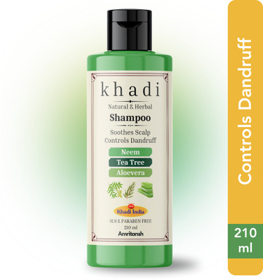 AMRITANSH Khadi Neem Tea Tree & Aloe Vera Shampoo | Soothes Scalp & Controls Dandruff(210 ml)
