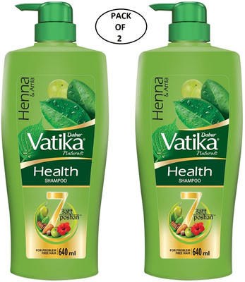 DABUR VATIKA Health Shampoo For Problem Free Hair Pack of-2.(LOOFH FREE)(1280 ml)
