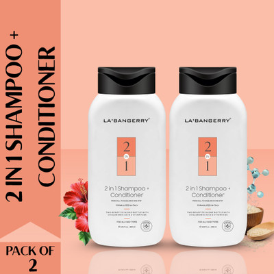 La'bangerry 2-In-1 Shampoo + Conditioner With Rice Water,Hyaluronic Acid & Vitamin B5(400ml)(400 ml)