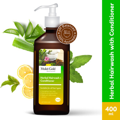 AXIOM Mukti Gold Herbal Hairwash + Conditioner|For Smooth & Shiny Hair(Pack of 2)(800 ml)