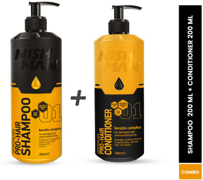 Nishman Set of Keratin Complex Correcting Care Pro-Hair Shampoo & Conditioner 200ml Each(200 ml)