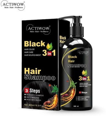 ACTIWOW Black Hair Shampoo with Glow-Enhancing Botanicals(300 ml)