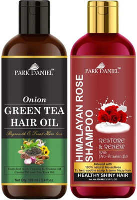PARK DANIEL Green Tea Oil & Rose Shampoo Combo Pack Of 2 bottle of 100 ml(200 ml)(200 ml)