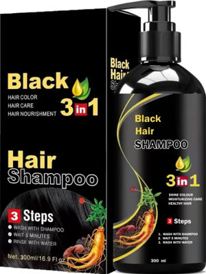 ACTIWOW natural 3 in 1 Hair Dye fast Instant Black Hair Shampoo For Men & Women(300 ml)