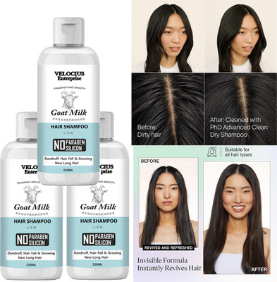 Velocius Enterprise Goat Milk Shampoo 250ml for All Hair Types Nourishes and Moisturizes(750 ml)