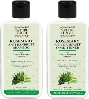 Nature League Rosemary Anti-Dandruff Shampoo + Conditioner Combo Set, Sulphate & Paraben Free(400 ml)