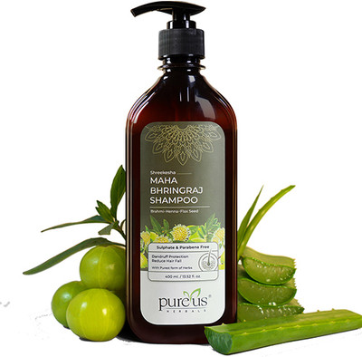 Pureus Herbals Shreekesha Maha Bhringraj Shampoo Sulphate & Parabene Free |Growth & Frizzy Hair(400 ml)