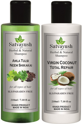Satvayush Herbal Amla Tulsi Neem Shikakai Shampoo & Coconut Shampoo Combo(420 ml)
