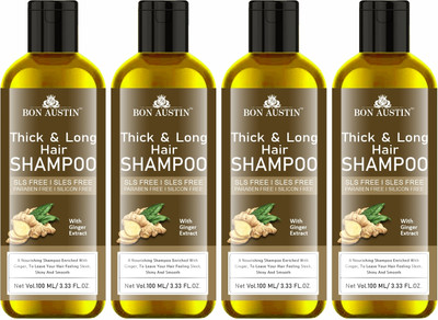 Bon Austin Thick & Long Hair Shampoo with Ginger Extract To Get Shiny Hair Pack 4 of 100ML(400 ml)