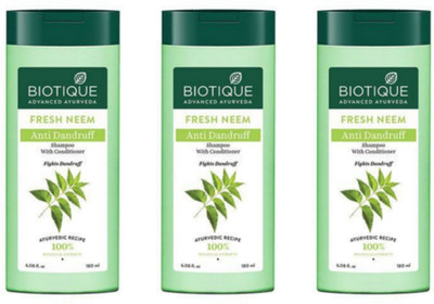 BIOTIQUE Fresh Neem Shampoo 180 ML (Pack Of 3)(180 ml)
