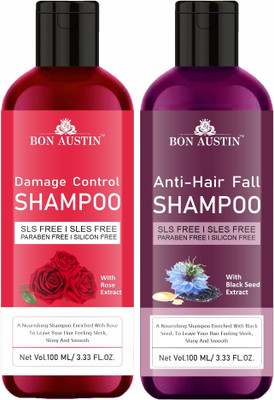 Bon Austin Damage Control Shampoo With Rose & Anti-Hair Fall Shampoo Combo Pack 2 of 100ML(200 ml)