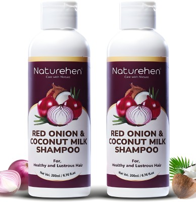 NATUREHEN Red Onion and Coconut milk Extract Hair Growth and Anti Hair Fall Shampoo Combo(400 ml)