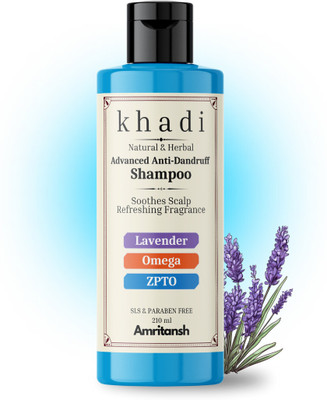 AMRITANSH Khadi Advanced Anti-Dandruff Shampoo with ZPTO, Omega, & Lavender Essential Oil(210 ml)