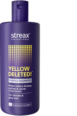 Streax Professional Yellow Deleted! Purple Shampoo Blonde & Grey Hair I Sulphate & Paraben Free(300 ml)