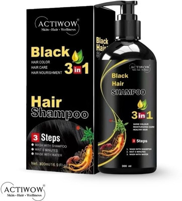 ACTIWOW Black Hair Shampoo for Bright Soft Gloss A01(300 ml)