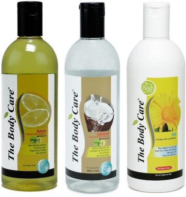 THE BODY CARE Lemon, Coconut & Egg Shampoo, 400ml Each, Combo(1200 ml)