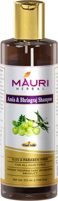 KHADI Mauri Herbal Amla & Bhringraj Herbal Shampoo - Hair Growth & Root Strengthening - 210 ml(210 ml)