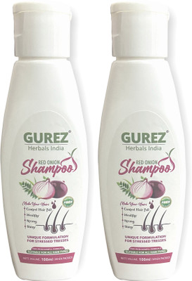 Gurez Red Onion Shampoo 100 ML Pack Of 2 || Control Hair Fall-Healthy-Strong-Shiny(200 ml)