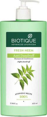 BIOTIQUE FRESH NEEM ANTI DANDRUFF SHAMPOO FOR SHINE & CLEANSE SCALP PCS - 650ml x 1(650 ml)
