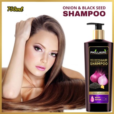 Phillauri Red Onion Black Seed Oil Strong, Smooth and Silky, Anti Dandruff Shampoo(750 ml)