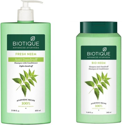 BIOTIQUE Shampoo Combo – Neem 650 ML & Neem 340 ML  (990 ml)
