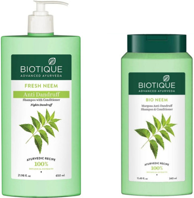 BIOTIQUE Shampoo Combo – Neem 650 ML & Neem 340 ML (990 ml)