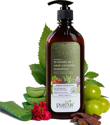 Pureus Herbals Shreekesha 10 Herbs In 1 Shampoo Sulphate & Parabene Free(400 ml)
