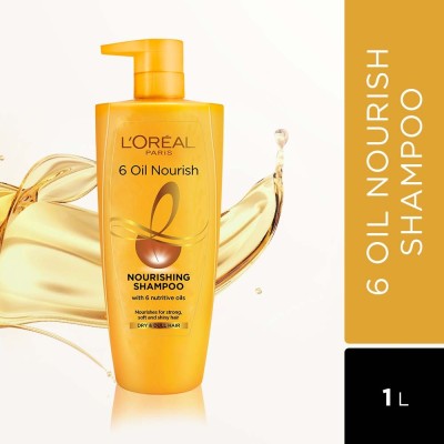 L'Oréal Paris 6 Oil Nourish Shampoo 1 litre |For Dry, Frizzy & Lifeless Hair | Moisturising(1 L)
