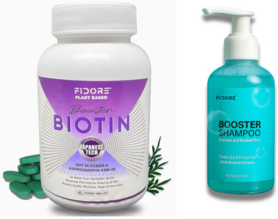 FIDORE Booster Shampoo & Biotin 8000mcg | Plant-Based DHT Blocker | Hair Growth(200 ml)