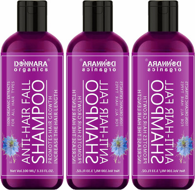 DONNARA organics Anti-Hairfall Shampoo with Blackseed Oil Extract Clear Scalp Pack 3 of 100ML(300 ml)