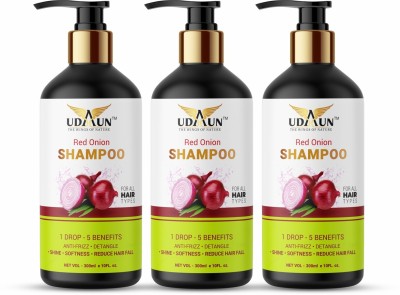 Udaun Red Onion Shampoo for Hair Growth, Hair Fall Control & Smooth Hair Pack Of 3(900)