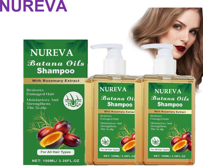 nureva Batana Oil Shampoo Pack of 2 for Silky & Manageable Hair(200 ml)