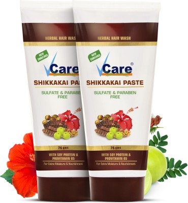 Vcare Shikakai Paste Herbal Hair Wash for Extra Moisture & Nourishment 75g (Pack of 2)(151 ml)