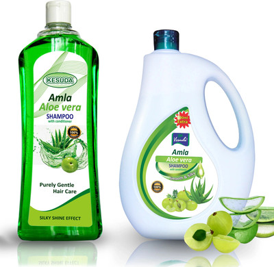KESUDA smooth and silky Aloevera Amla Shampoo can and Bottol (1L+500ml)(1.5 L)