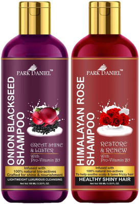 PARK DANIEL Premium Onion Blackseed Shampoo & Rose Shampoo Combo Pack Of 2 bottle of 100 ml(200 ml)(200 ml)