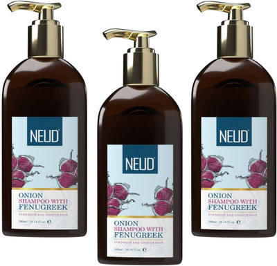 NEUD Onion Hair Shampoo with Fenugreek for Men & Women - 3 Packs (300ml Each)(900 ml)