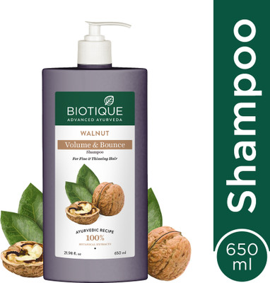 BIOTIQUE Walnut Volume & Bounce Shampoo & Conditioner | Controls Hair Thinning(650 ml)