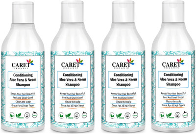 Caret Organic Neem Shampoo With Conditioner For Anti-Dandruff-SLS Free(300ML)Pack of 4(1200 ml)