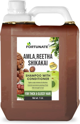 FORTUNATE Amla Reetha Shikakai Shampoo with Conditioiner for Hair Smoothness(1 L)