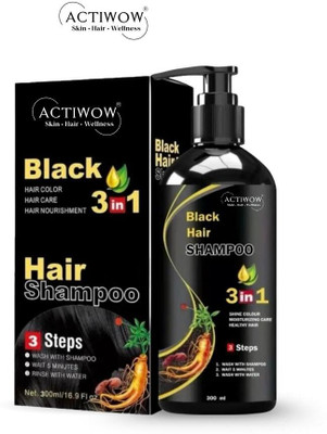 ACTIWOW Black Hair Shampoo for Sleek Healthy Gloss Shampoo(300 ml)