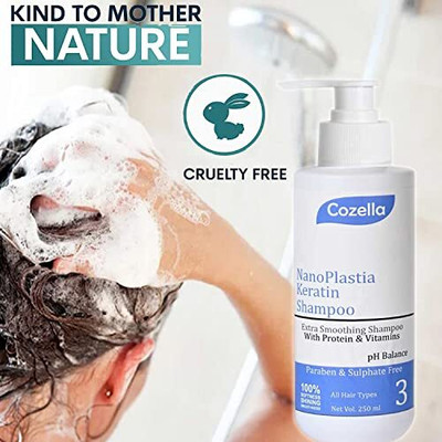 Cozella Nano Plastia Keratin Shampoo | Smoothing Shampoo with Protein & Vitamins(250 ml)