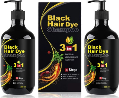 ACTIWOW Herbal 3 in 1 Hair Dye Instant Black Hair Shampoo Pack Of 2(300 ml)