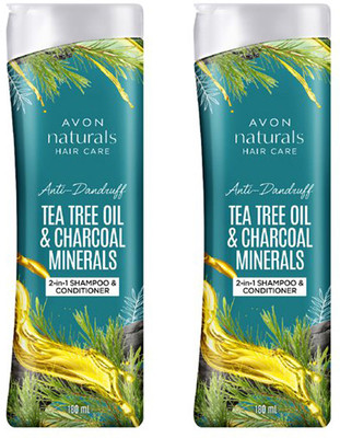 Avon Naturals Tea Tree Oil & Charcoal 2-in-1 Shampoo and Conditioner( Pack of 2)(360 ml)