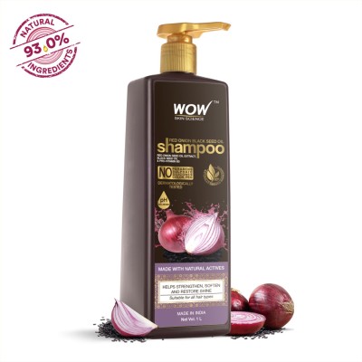 WOW SKIN SCIENCE Red Onion Black Seed Oil Shampoo With Red Onion Seed Oil Extract, Black Seed Oil & Pro-Vitamin B5 - No Parabens, Sulphates, Silicones, Color & Peg, 1000 ml(1 L)