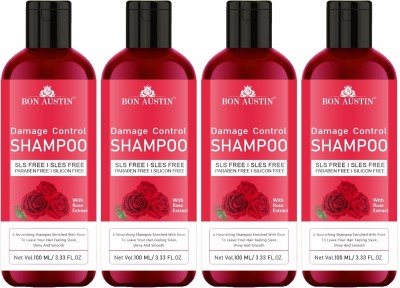 Bon Austin Damage Control Shampoo with Rose Extract for Frizzy Hair Pack 4 of 100ML(400 ml)