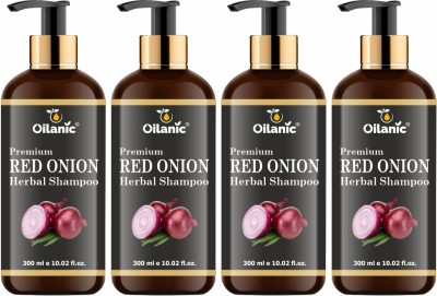 Oilanic Premium Red Onion Herbal Shampoo Combo Pack of 4, 300ml(1200ml)(1200 ml)