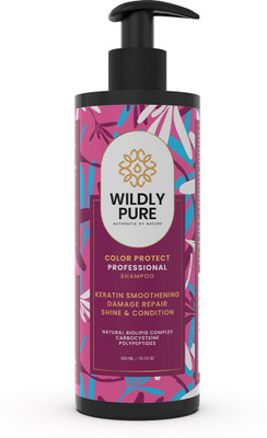 Wildly Pure Natural Keratin Professional Colour Protect Shampoo|5x Smoothening|No Sulphate(300 ml)
