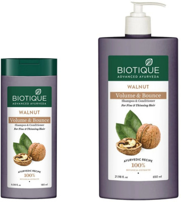 BIOTIQUE Shampoo - Walnut - 180ml & Walnut - 650ml (Pack of 2)(830 ml)