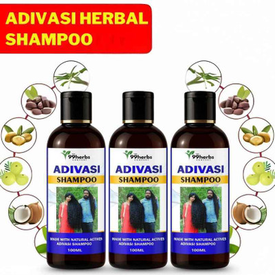 The 99 Herbs Company Adivasi Shampoo 100ml – Pack of 3 | Hair Growth & Hair Fall Control(100 ml)