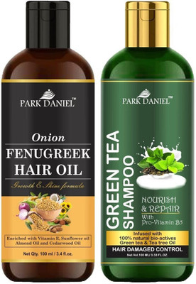 PARK DANIEL Fenugreek Oil & Green Tea Shampoo Combo Pack Of 2 bottle of 100 ml(200 ml)(200 ml)